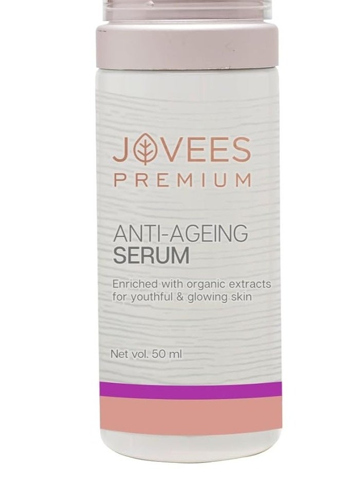 Jovees Premium Advanced Anti Ageing Serum | With Turmeric Oil, Argan Oil & vitamin E | Repairs Fine Lines & Wrinkles | Reduces Dullness | Gives Even Skin Tone | 50ML - Image 3